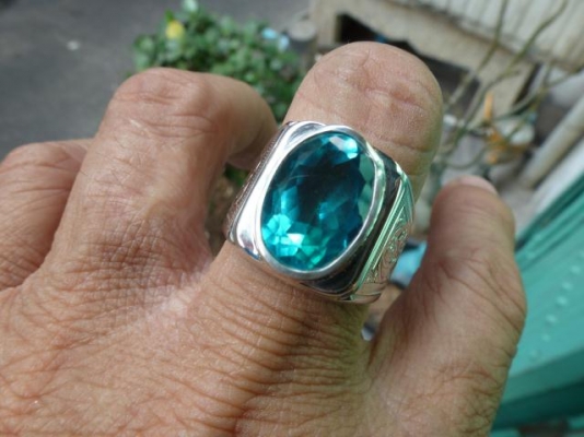 แหวนเงินแท้พลอยบลูโทพาส
