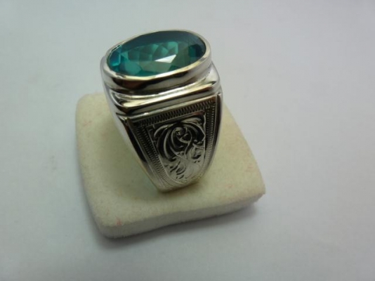 แหวนเงินแท้พลอยบลูโทพาส