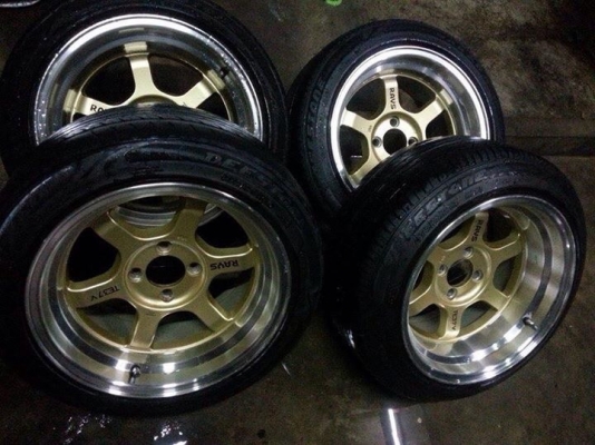 ขาย TE37 ขอบ15 หน้า8 หลัง9 4/100พร้อมยาง ถูกๆ