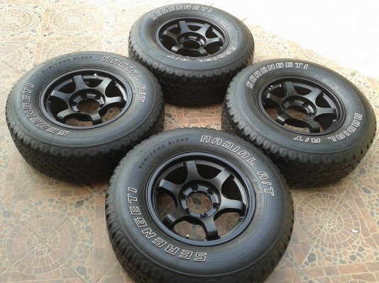 ขายล้อ te37 สีดำขอบ 16 พร้อมยาง at 265/70/16 japan สภาพ 80\% ลองดูก่อนครับ