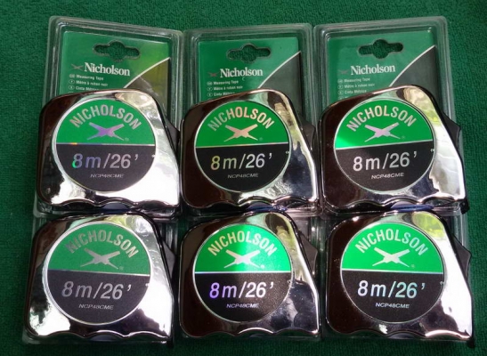 ตลับเมตรชุบโครเมียม NICHOLSON ยาว  8M. ล้างสต๊อคลด 50\% จาก Brochure