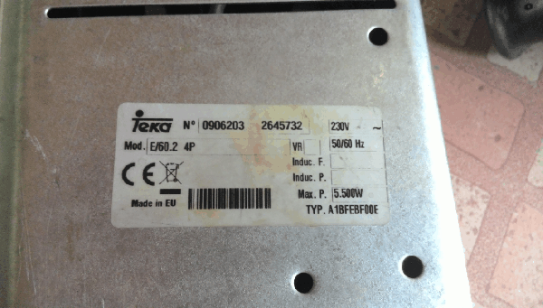 ขายเตาไฟฟ้า4หัวยี่ห้อ Teka Mod.E/60.2 4P 5500W Made in EU.