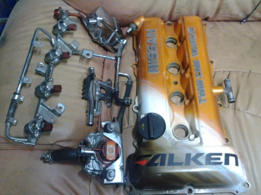 ขายฝาครอบวาล์ว sr20 แต่งซิ่งพร้อมรางหัวฉีดชุบโครเมี่ยม