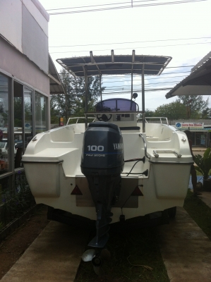 ขายเรือตกปลา 19 ฟุต หลังคา T Top เครื่อง YAMAHA 100 แรง 4 จังหวะ