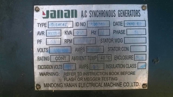 ขายหัว Generator YANAN 1250KVA