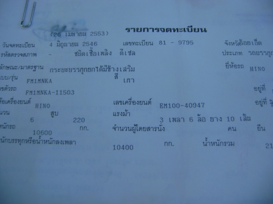 HINO  FM 1M  2เพลา  220 แรง   ราคา  900,000  บาท