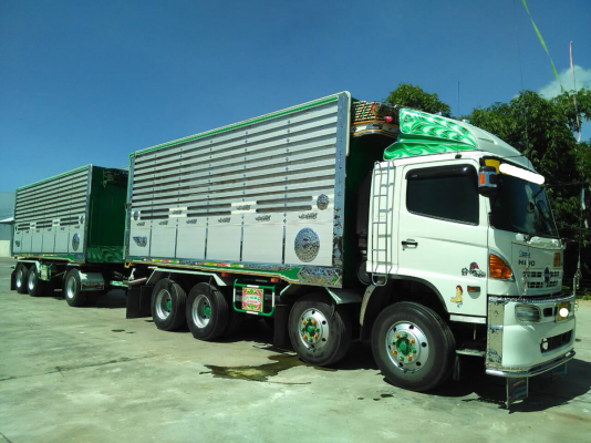 ขายดาวน์รถ 24 ล้อพ่วงแม่ลูกดัมพ์  HINO MEGA 344 แรงม้า ลูกพ่วง 3 เพลาคอกเกษตร ขายดาวน์ 1100000