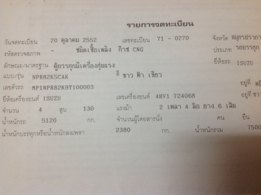 ขาย NPR CNG แท้โรงงาน ปี 52 ยาว 4.90 เมตร ราคา 630,000 บาท ขาย NPR CNG แท้โรงงาน ปี 52 ยาว 4.90 เมตร ราคา 630,000 บาท