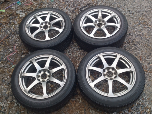 ขายแม็กขอบ16 4รู100/114 พร้อมยางบริสโตน195/55R16 ปี09 ดอกเต็ม จำนวน 1  ชุด