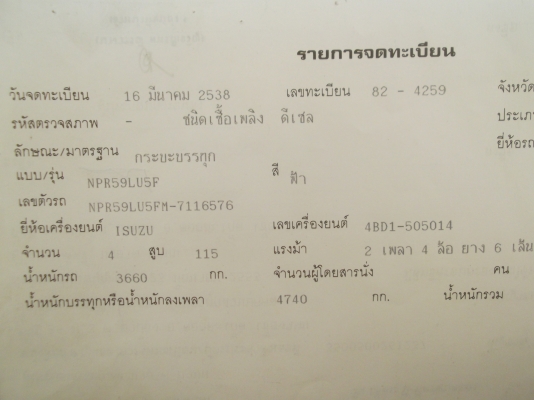 ISUZU NPR 115 แรงม้า ปี38 (เสี่ยสั่งลุย)