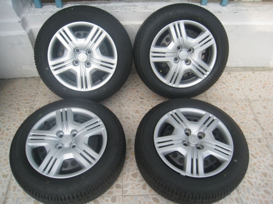ขายล้อกะทะ Honda Jazz  15" 4รู 100 +ยาง ปี 12 + ฝาครอบ (081-3747940)