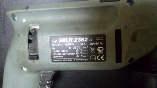 ขายสว่านไฟฟ้าขนาดหัว4หุนยี่ห้อKress(Made in Germany)650Wสภาพดีเจาะกระแทกได้2ระบบพร้อมกล่องพร้อมใช้งาน