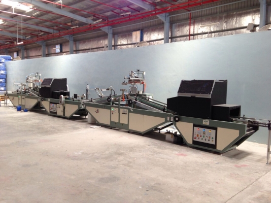 ผู้ผลิตเครื่องพิมพ์สกรีน ขวดพลาสติก ถังพลาสติก ,,, Automatic screen printing machine for plastic containers  For big Bucket 5 - 30 liter and Drum 200 liter