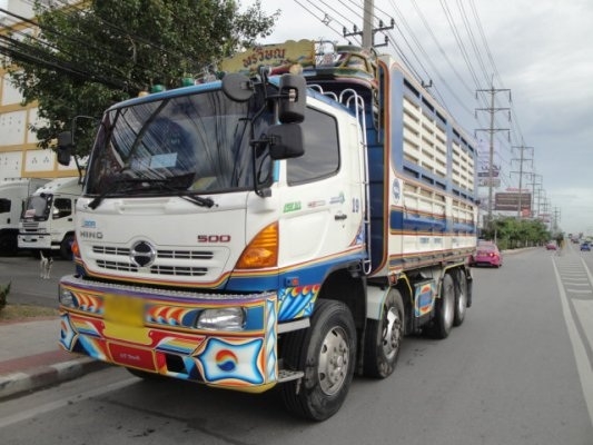 HINO MEGA 344 แม่+ลูก ดั๊มพ่วงเกษตร กระบะเหล็ก รถปี 54