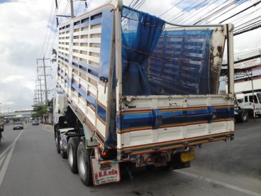 HINO MEGA 344 แม่+ลูก ดั๊มพ่วงเกษตร กระบะเหล็ก รถปี 54