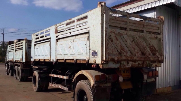 ขายรถพ่วง HINO FM1MNKA เครื่อง 220 แรง ปี 44 กระบะดัมพ์สามมิตร ลูก 3 เพลา ติดแก๊ส NGV 10 ถัง