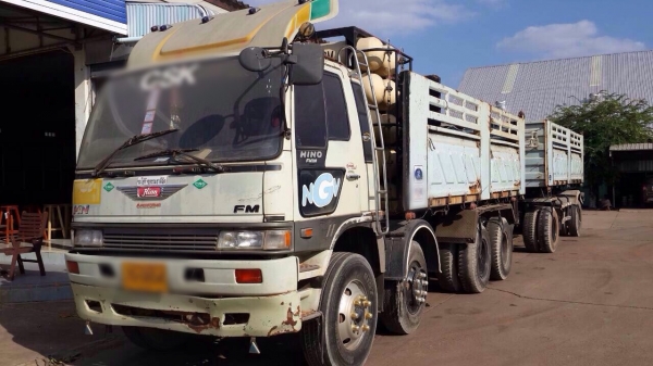 ขายรถพ่วง HINO FM1MNKA เครื่อง 220 แรง ปี 44 กระบะดัมพ์สามมิตร ลูก 3 เพลา ติดแก๊ส NGV 10 ถัง