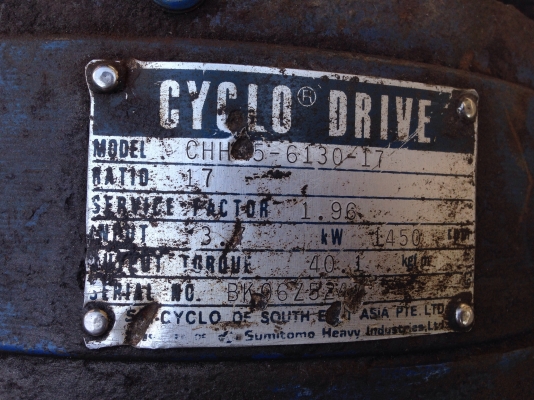 ขายมอเตอร์เกียร์ Cycro drive Sumitomo 5HP. 380V อัตราทด 1:17 สภาพดี(ยังไม่ได้ทำความสะอาด) วิ่งนิ่ม พร้อมใช้งาน