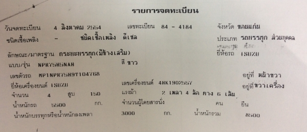 Isuzu NPR 150 แรงม้า 6 ล้อดั้ม ปี 54 ราคา 850,000 บาท