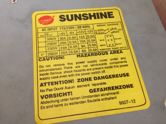 POWER SUPPLY คอม SUNSHINE 200W POWER SUPPLY คอม SUNSHINE 200W