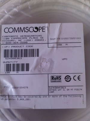 สายสัญญาณ rg6 commscope สีขาว100เมตร USA. สายสัญญาณ rg6 commscope สีขาว100เมตร USA.