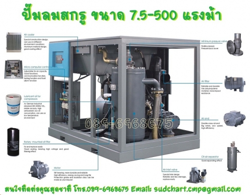 ปั๊มลมสกรู 125 แรงม้า 90 กิโลวัตต์
