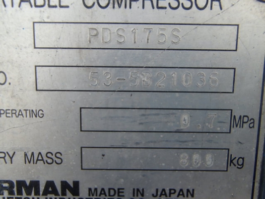 เครื่องปั๊มลม Airman PDS175S แรงดัน 7 บาร์ สภาพสวย นำเข้าเองจากญี่ปุ่น สนใจโทร. 080-6565422 (หนิง)