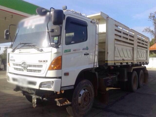 ขายรถพ่วงสิบล้อดัมพ์ HINO เครื่อง 344 แรง ปี 55 เบรคแห้ง กระบะดัมพ์สามมิตร ลูก 3 เพลา