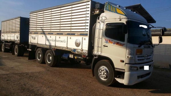 ขายดาวน์ รถสิบล้อ hino mega FM1J 260 แรง คอกเกษตรดั้ม กะบะมิเนียม พ่วงแม่ลูกดั้ม