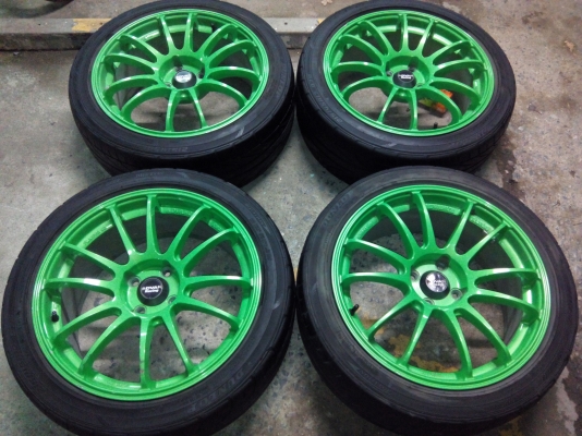 สีโดนๆADVAN 17 4รู100et40 กว้าง7.5ไม่มี ซ่อมมีรอบางนิดพร้อมยางDUNLOP DZ101 ดอกยาง85\%215-45-17 ปี11