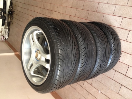 ล้อ ADVAN เเท้ขอบ17หน้า7หลัง8อ๊อฟ35 4รู114สีเดิมๆสภาพดี