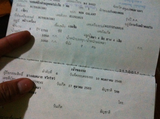 เล่มทะเบียน รถเก๋ง มิตซู รย.1