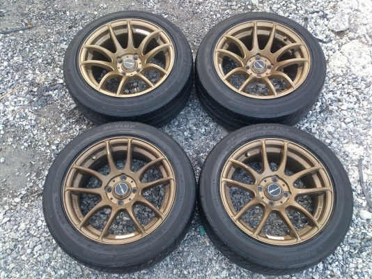 ขายแม็ก ขอบ15 4รู100 หน้า7นิ้ว ออฟ38 หลัง8.25 ออฟ30 พร้อมยางDUNLOP. 195/55R15 ปี12 สวยๆจำนวน1 ชุด