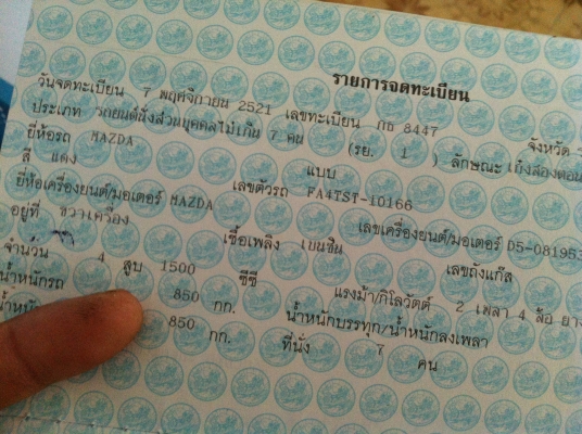 เล่มทะเบียนมาสด้า เก๋ง รย.1