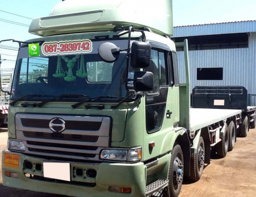 ขายรถบรรทุกพื้นเรียบ แม่-ลูก 12 ล้อ 1เพลา ยี่ห้อ HiNO ตัวแม่