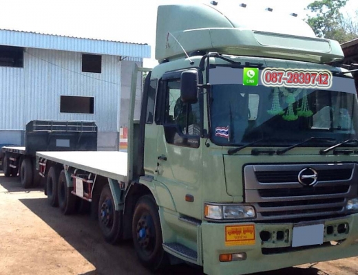 ขายรถบรรทุกพื้นเรียบ แม่-ลูก 12 ล้อ 1เพลา ยี่ห้อ HiNO ตัวแม่