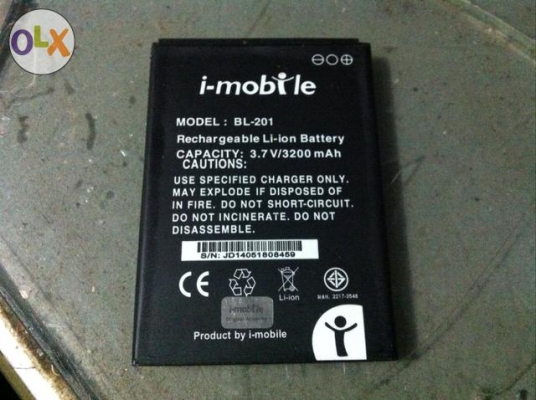 แบตเตอรี่ i-mobile IQ 5.5 แท้ศูนย์ มาพร้อมเครื่อง เพิ่งใช้ได้ไม่นาน เครื่องหล่นจอแตกซ่อมไม่คุ้มตามรูป เลยแยกแบตขาย ใช้งานได้ปกติ