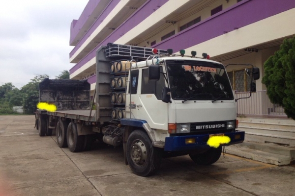 ราคาพิเศษรับปีใหม่ รถพ่วงแม่ลูกพื้นเรียบ Mitsubishi Fuso 225 แรง Turbo แก๊ส NGV 10 ถัง