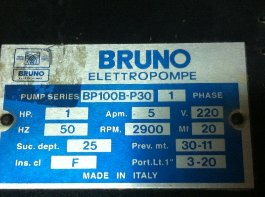ปั็มดูดน้ำลึก BRUNO ขนาด 1 นิ้ว 1แรงม้า ใช้งานมาน้อยพร้อมใช้