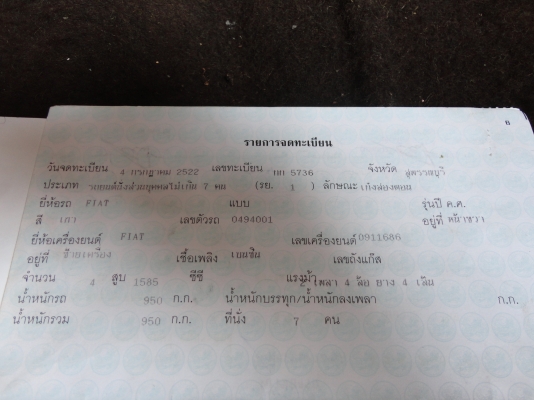 ขอบคุณ พ.เสือ ฝากขายรถเก๋าเก่า FIAT ใช้งานได้ปกติ+เอกสารพร้อมโอน โทร.081-005-8785 ขอบคุณ พ.เสือ ฝากขายรถเก๋าเก่า FIAT ใช้งานได้ปกติ+เอกสารพร้อมโอน โทร.081-005-8785