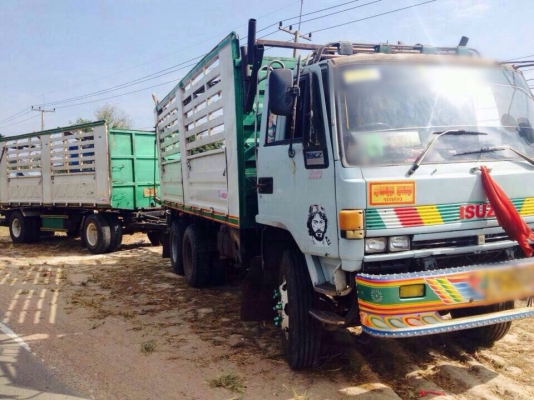 ขายรถพ่วงไม่ดัมพ์ ISUZU FXZ23NFR นางฟ้า เครื่อง 240 แรง กระบะสามมิตรไม่ดัมพ์ ลูก 2 เพลา