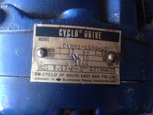 ขายมอเตอร์เกียร์ Cycro drive Sumitomo 1HP. 380V อัตราทด 1:17 เพลาออกประมาณ 85 รอบต่อนาที สภาพสวยมาก วิ่งนิ่ม พร้อมใช้งาน
