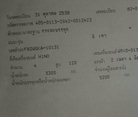 HINO FB 2W - 120 HP WO4D หกล้อกระบะคอกเหล็กความยาว 5 เมตรสภาพดีพร้อมบรรทุกได้เลย เครื่องแรงดีไม่เยิ้ม ภายในเก๋งคอนโซลสวยครบ พวงมาลัยเพาเวอร์ ช่วงล่างคัชซีสวย ยางสภาพดี 6 เส้นประมาณ 70\% พร้อมใช้งาน เอกสารทะเบียนภาษีเต็มครบพร้อมโอน ราคาต่อรองได้ครับ HINO FB 2W - 120 HP WO4D หกล้อกระบะคอกเหล็กความยาว 5 เมตรสภาพดีพร้อมบรรทุกได้เลย เครื่องแรงดีไม่เยิ้ม ภายในเก๋งคอนโซลสวยครบ พวงมาลัยเพาเวอร์ ช่วงล่างคัชซีสวย ยางสภาพดี 6 เส้นประมาณ 70\% พร้อมใช้งาน เอกสารทะเบียนภาษีเต็มครบพร้อมโอน ราคาต่อรองได้ครับ
