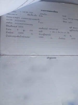 รถอีซูซุ  10  ล้อดั้ม  270  แรงม้า. ปี 50  ( รถวิ่ง 2xx,xxx กว่า กม. )  สนใจติดต่อ  081 - 6079515