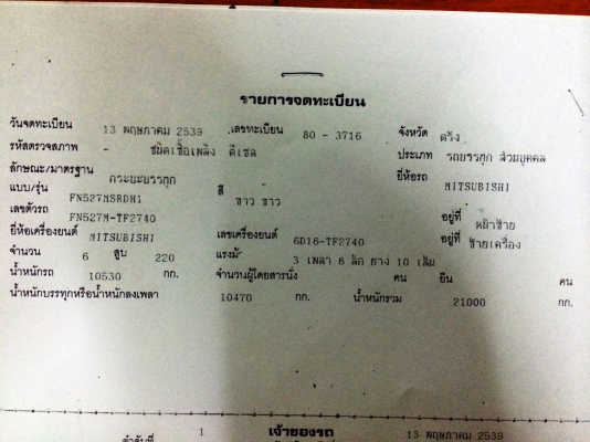 แสงฟ้าเต้นรถ///ขายรถ10ล้อดั้มมิตรซูFN527-MTF27XX ไม่มีเทอรืโบ ยางใหม่10เส้น