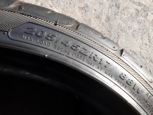 205/45R17 KAISER KENDA RADIAL ปี2012  มี 2 เส้น TEL.081-427-3941