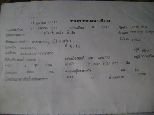 อีชูชุเครื่อง 110/120 แรง ทะเบียนเต็มพร้อมบรรทุก ราคา 430,000 บาท