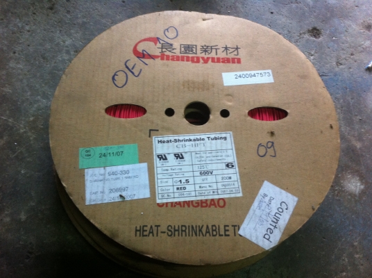 ท่อหดคุณภาพขนาดโต 1.5 มม ทนแรงดันไฟได้ 600 V. ยาวม้วนละ 200 ม. (มีแค่ 2 ม้วน)