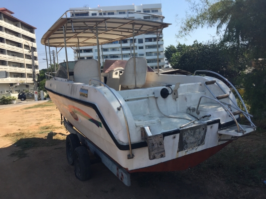 ขายเรือไฟเบอร์ สภาพสวยๆ พร้อม เทเลอร์ กว้าง 7 ฟุต ยาว 23 ฟุต