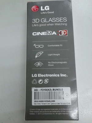 แว่นตา Cinema 3D ของ LG Model AG F310 หนึ่งคู่ ของใหม่แกะกล่อง สภาพดีมาก สนใจโทรมาคุยกันนะครับ